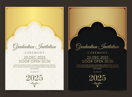 Elegant graduation invitation template with ornamentのイラスト素材