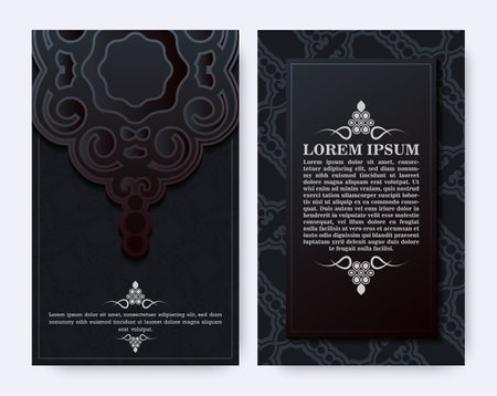 Vintage ornament greeting card vector templateのイラスト素材
