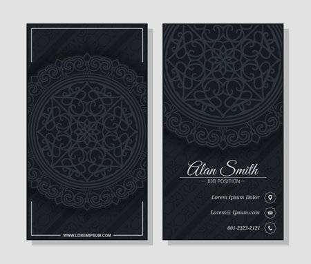 Luxury dark business card template with Ornament designのイラスト素材