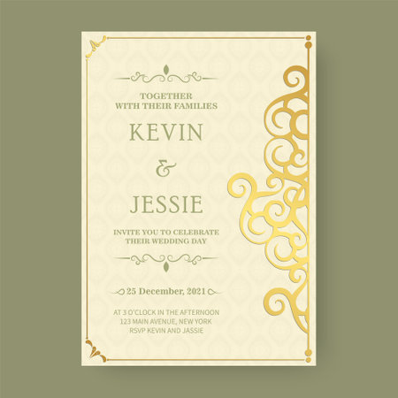 Elegant ornamental wedding card templateのイラスト素材