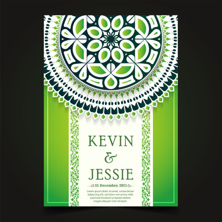 elegant mandala style wedding invitationのイラスト素材