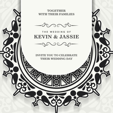 wedding invitation mandala design backgroundのイラスト素材