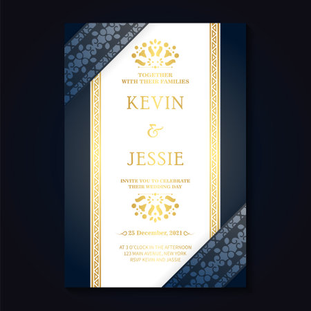 Elegant wedding invitation with pattern motifのイラスト素材