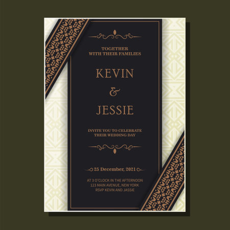 Elegant wedding invitation with pattern motifのイラスト素材