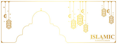 Elegant white and gold decoration Ramadan kareem backgroundのイラスト素材