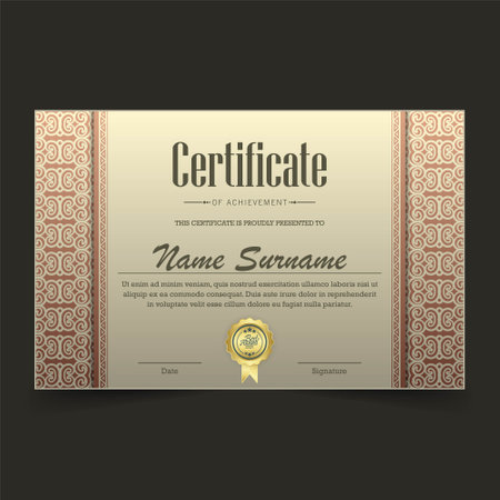premium golden black certificate template designのイラスト素材