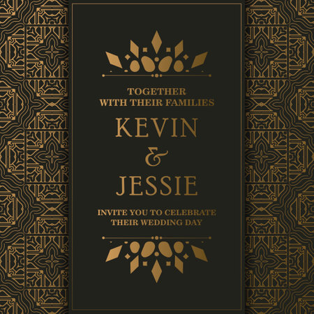 Elegant wedding invitation with pattern motifのイラスト素材