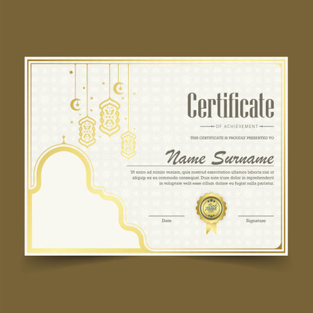 luxury islamic ramadan certificate designのイラスト素材