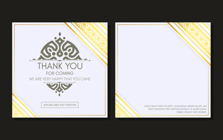 classic gold thank you wedding cardのイラスト素材