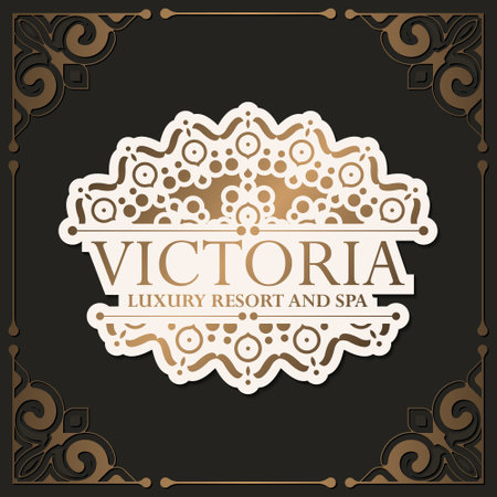 Luxury hotel label template. Trendy vintage royal ornament frames illustration.のイラスト素材