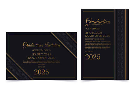 Elegant graduation invitation template with ornamentのイラスト素材