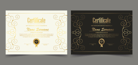 Luxury gold certificate with gold frame colorのイラスト素材