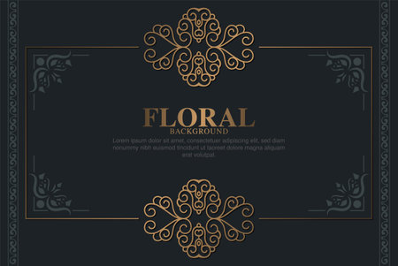Luxury gold decorative floral frame backgroundのイラスト素材