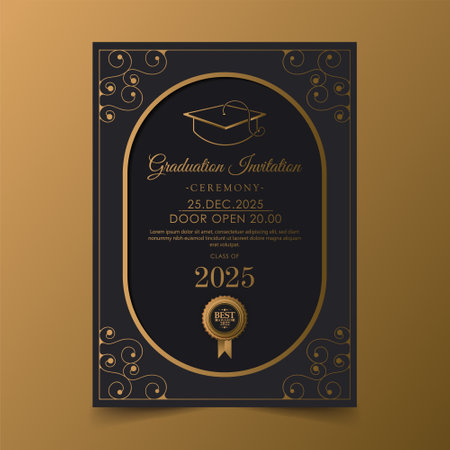 Elegant dark graduation invitation templateのイラスト素材