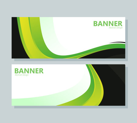 green abstract wave banner designのイラスト素材