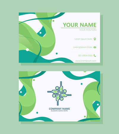 green abstract business card templateのイラスト素材