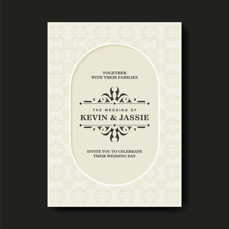 Elegant wedding invitation with pattern motifのイラスト素材