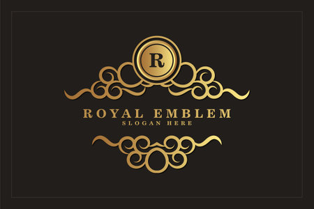 luxury ornament logo line artのイラスト素材