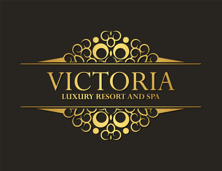 Luxury hotel label template. Trendy vintage royal ornament frames illustration.のイラスト素材