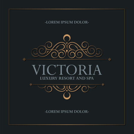 Luxury hotel label template. Trendy vintage royal ornament frames illustration.のイラスト素材