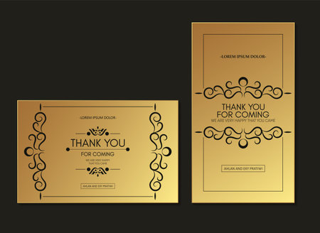 classic gold thank you wedding cardのイラスト素材