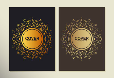 Luxury gold border pattern cover templateのイラスト素材