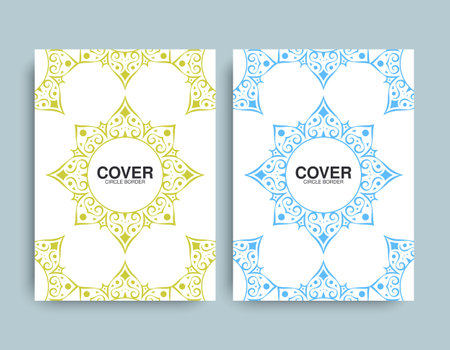 colorful border pattern cover templateのイラスト素材