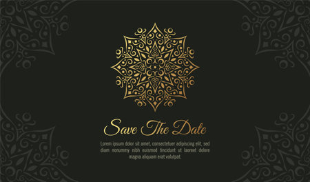 Mandala style luxury dark wedding invitationのイラスト素材