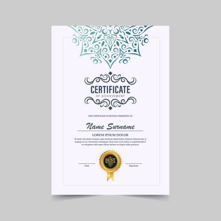 colorful islamic ramadan award certificateのイラスト素材