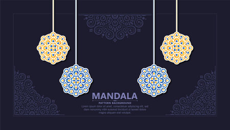 Blue And orange mandala background conceptのイラスト素材