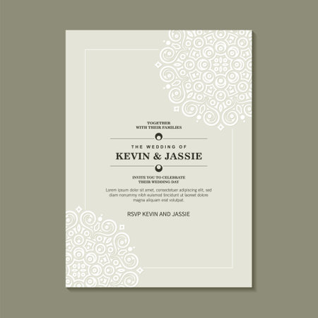 Vintage wedding invitation mandala design backgroundのイラスト素材