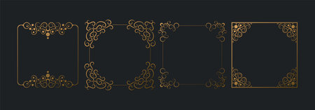 Collection gold decorative frame design backgroundのイラスト素材