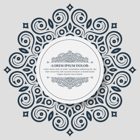 Flat Calligraphy circle ornament frame lineのイラスト素材