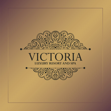 Luxury hotel label template. Trendy vintage royal ornament frames illustration.のイラスト素材
