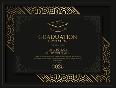 Elegant dark Gold graduation invitation templateのイラスト素材