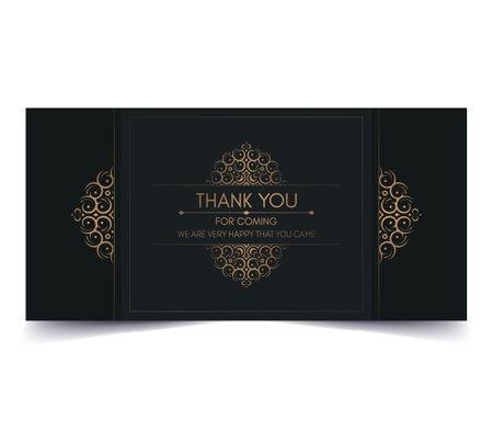 Dark gold thank you wedding cardのイラスト素材