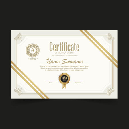 Classic certificate of achievement award templateのイラスト素材
