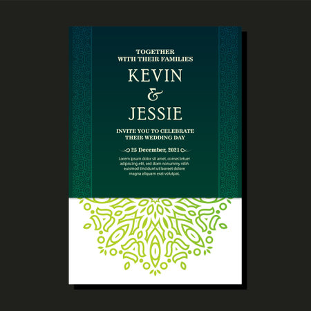 green wedding invitations mandala styleのイラスト素材