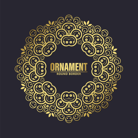 Luxury Gold round floral frame designのイラスト素材