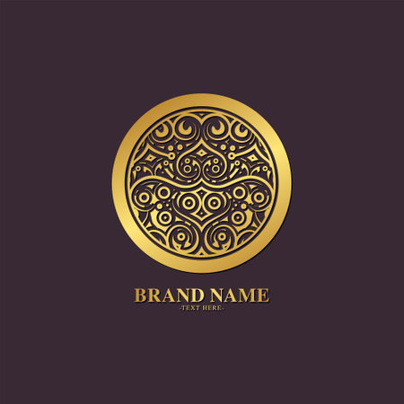 luxury ornament logo line artのイラスト素材