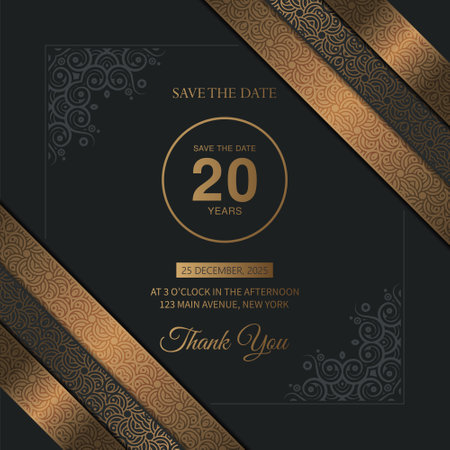 elegant dark gold birthday invitation templateのイラスト素材