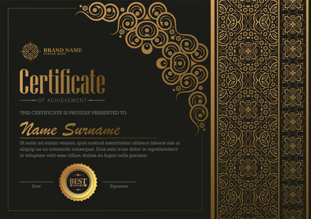Classic gold certificate of achievement award templateのイラスト素材