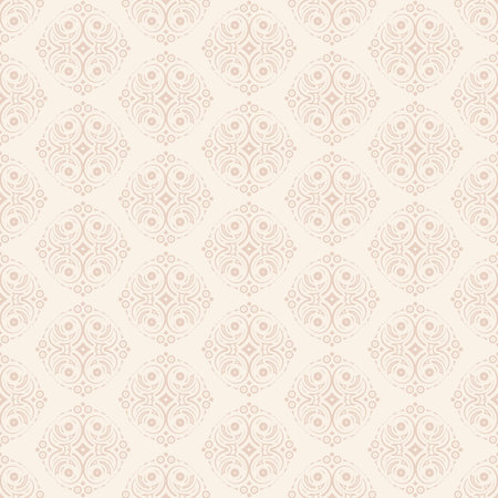 seamless background of a delicate, repeating ornamental design in neutral cream and tan tonesのイラスト素材