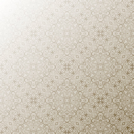 Seamless pattern featuring an intricate, repeating ornamental design in shades of grayのイラスト素材