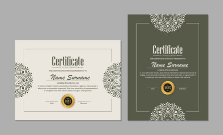 Certificate of achievement template with vintage gold borderのイラスト素材
