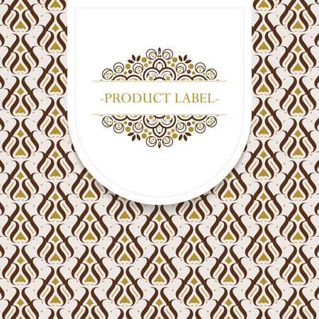 Ornate Decorative Label Design With Seamless Retro Pattern Background Vectorのイラスト素材