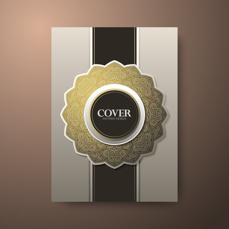 Elegant Decorative Mandala Book Cover with Golden Style and Islamic Elementsのイラスト素材