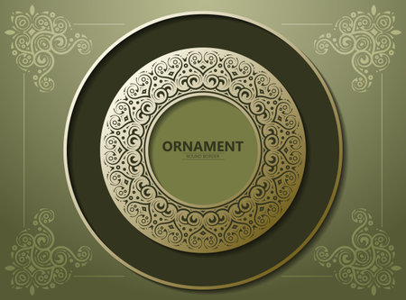 Elegant Decorative Circle Ornament Frame with Floral Corner Embellishment Templateのイラスト素材