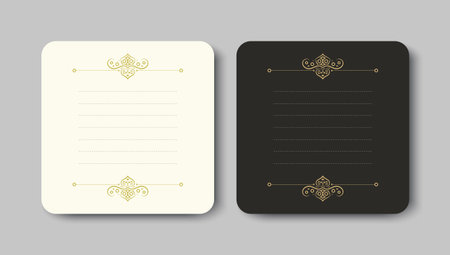 Elegant Outline Ornament Stationery Card with Line Guide and Golden Styleのイラスト素材
