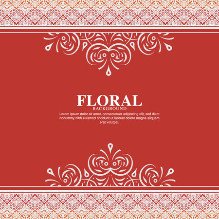 Ornate Decorative Floral Frame with Text Placeholder on Red Backgroundのイラスト素材